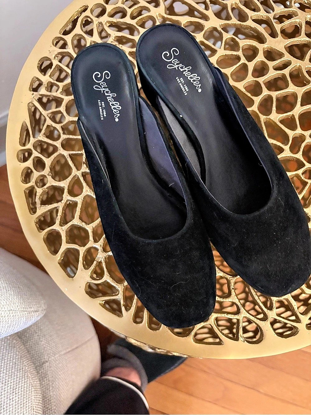 Seychelles Black Block Heel Mules US 7